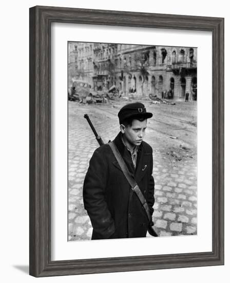 Hungarian Freedom Fighter During Revolution Against Soviet Backed Government-Michael Rougier-Framed Photographic Print