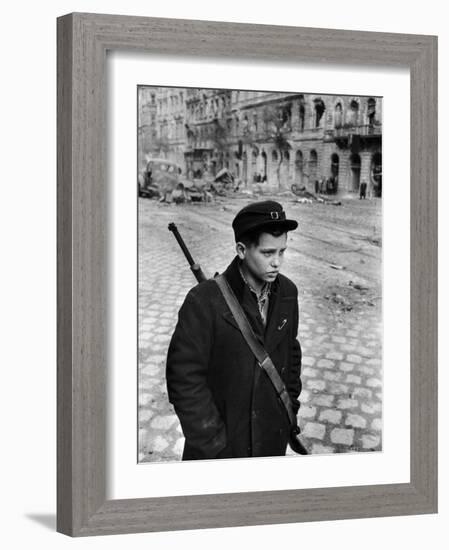 Hungarian Freedom Fighter During Revolution Against Soviet Backed Government-Michael Rougier-Framed Photographic Print