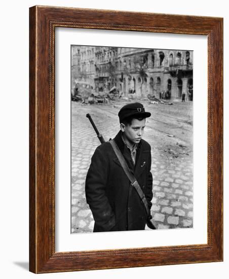 Hungarian Freedom Fighter During Revolution Against Soviet Backed Government-Michael Rougier-Framed Photographic Print