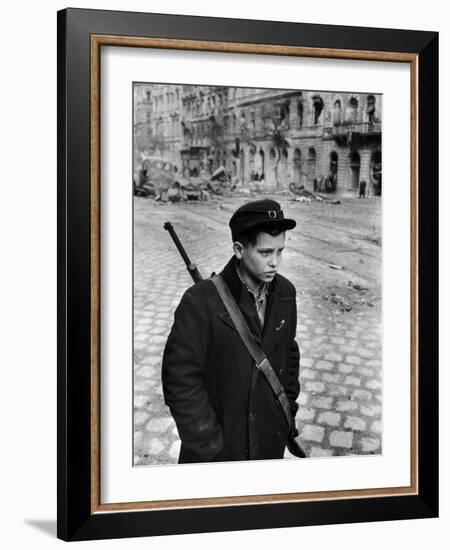 Hungarian Freedom Fighter During Revolution Against Soviet Backed Government-Michael Rougier-Framed Photographic Print