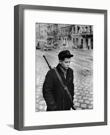 Hungarian Freedom Fighter During Revolution Against Soviet Backed Government-Michael Rougier-Framed Photographic Print