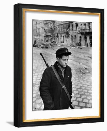 Hungarian Freedom Fighter During Revolution Against Soviet Backed Government-Michael Rougier-Framed Photographic Print