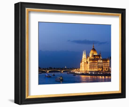 Hungarian Parliament Building and Danube River at Night, UNESCO World Heritage Site, Budapest-Ben Pipe-Framed Photographic Print