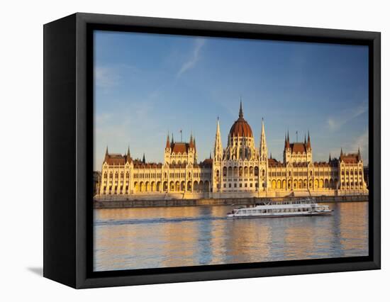 Hungarian Parliament Building and River Danube, Budapest, Hungary-Doug Pearson-Framed Premier Image Canvas