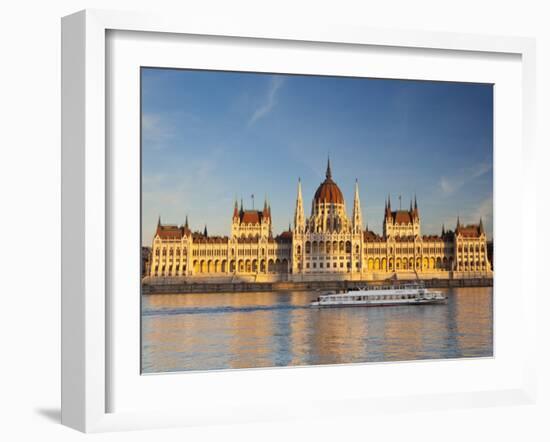 Hungarian Parliament Building and River Danube, Budapest, Hungary-Doug Pearson-Framed Photographic Print