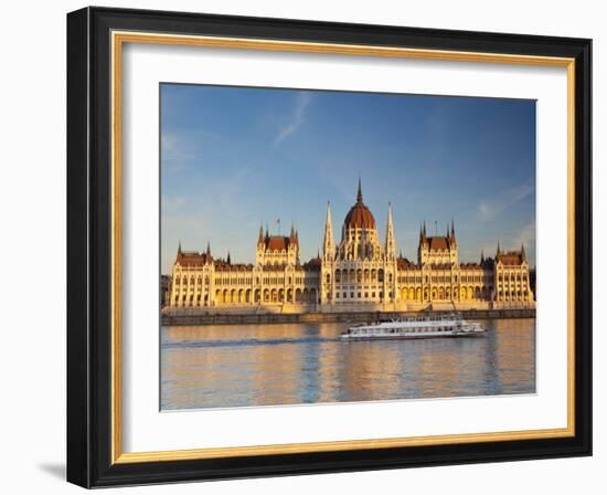 Hungarian Parliament Building and River Danube, Budapest, Hungary-Doug Pearson-Framed Photographic Print