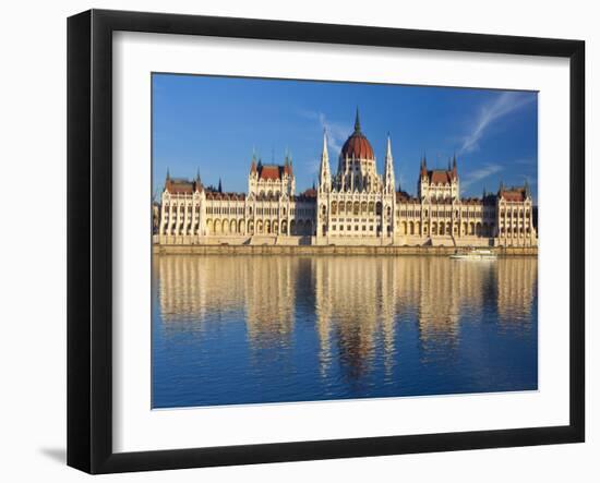 Hungarian Parliament Building and River Danube, Budapest, Hungary-Doug Pearson-Framed Photographic Print