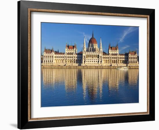 Hungarian Parliament Building and River Danube, Budapest, Hungary-Doug Pearson-Framed Photographic Print