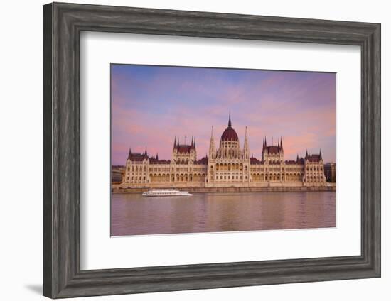 Hungarian Parliament Building and the River Danube at Sunset, Budapest, Hungary, Europe-Doug Pearson-Framed Photographic Print