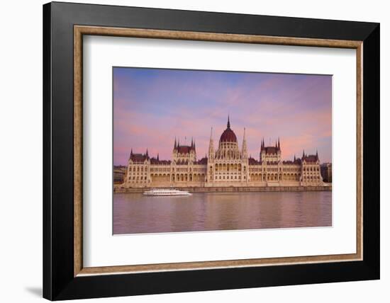 Hungarian Parliament Building and the River Danube at Sunset, Budapest, Hungary, Europe-Doug Pearson-Framed Photographic Print