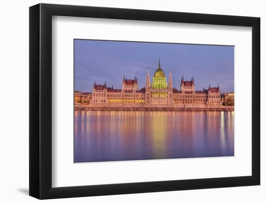 Hungarian Parliament Building and the River Danube at Sunset, Budapest, Hungary, Europe-Doug Pearson-Framed Photographic Print