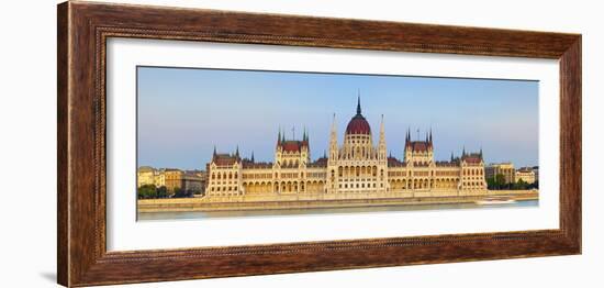 Hungarian Parliament Building and the River Danube Illuminated at Dusk, Budapest, Hungary-Doug Pearson-Framed Photographic Print