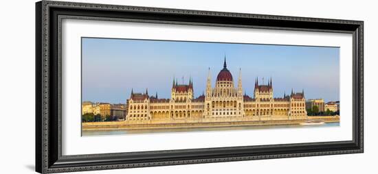 Hungarian Parliament Building and the River Danube Illuminated at Dusk, Budapest, Hungary-Doug Pearson-Framed Photographic Print