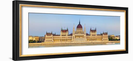 Hungarian Parliament Building and the River Danube Illuminated at Dusk, Budapest, Hungary-Doug Pearson-Framed Photographic Print