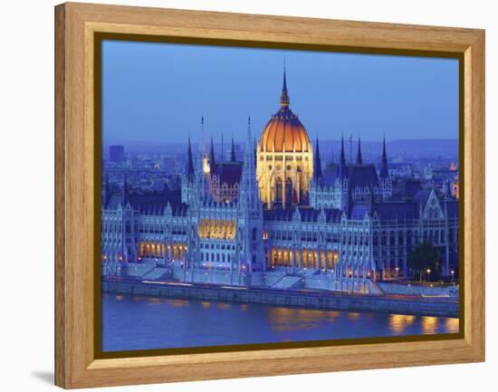 Hungarian Parliament Building at Dusk, Budapest, Hungary-Neil Farrin-Framed Premier Image Canvas