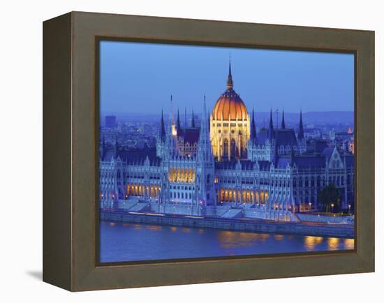 Hungarian Parliament Building at Dusk, Budapest, Hungary-Neil Farrin-Framed Premier Image Canvas