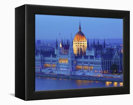 Hungarian Parliament Building at Dusk, Budapest, Hungary-Neil Farrin-Framed Premier Image Canvas