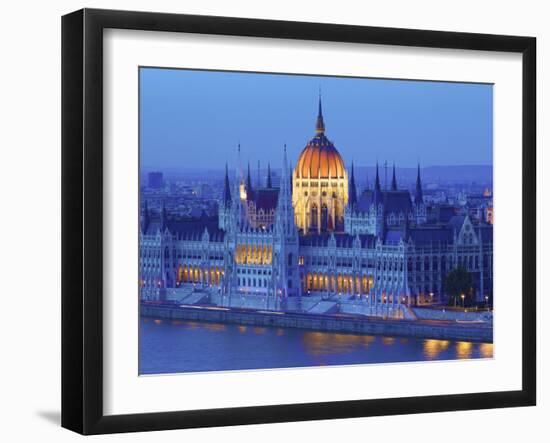 Hungarian Parliament Building at Dusk, Budapest, Hungary-Neil Farrin-Framed Photographic Print