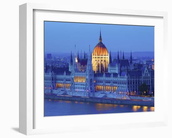 Hungarian Parliament Building at Dusk, Budapest, Hungary-Neil Farrin-Framed Photographic Print