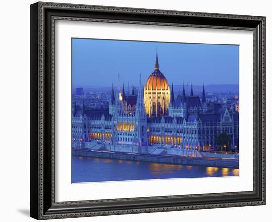 Hungarian Parliament Building at Dusk, Budapest, Hungary-Neil Farrin-Framed Photographic Print