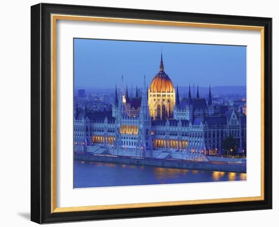 Hungarian Parliament Building at Dusk, Budapest, Hungary-Neil Farrin-Framed Photographic Print