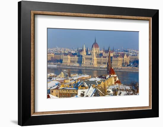 Hungarian Parliament Illuminated by Warm Light on a Winter Afternoon, Budapest, Hungary, Europe-Doug Pearson-Framed Photographic Print