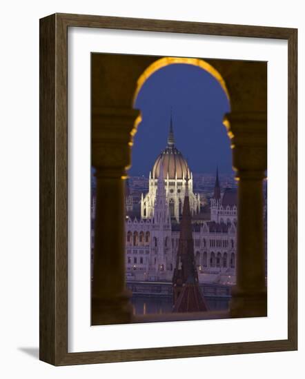 Hungarian Parliament Seen from Fishermans Bastion, Budapest, Hungary-Doug Pearson-Framed Photographic Print