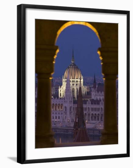 Hungarian Parliament Seen from Fishermans Bastion, Budapest, Hungary-Doug Pearson-Framed Photographic Print