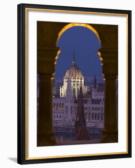 Hungarian Parliament Seen from Fishermans Bastion, Budapest, Hungary-Doug Pearson-Framed Photographic Print