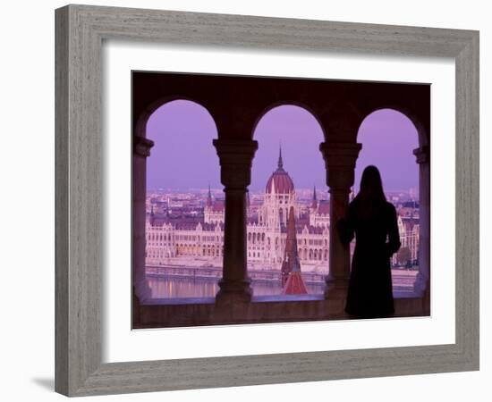 Hungarian Parliament Seen from Fishermans Bastion, Budapest, Hungary-Doug Pearson-Framed Photographic Print