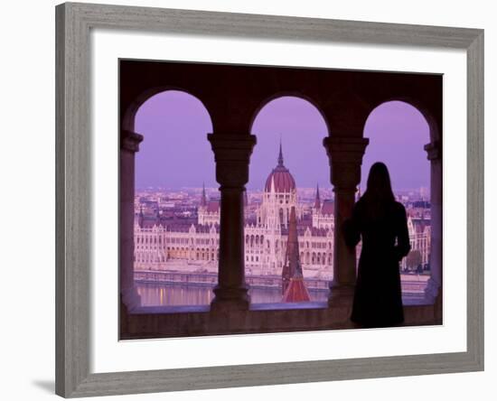 Hungarian Parliament Seen from Fishermans Bastion, Budapest, Hungary-Doug Pearson-Framed Photographic Print