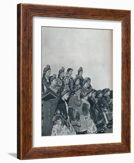 'Hungarian Peasant Girls Singing in Church', c1932-Rudolf Balogh-Framed Photographic Print