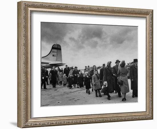 Hungarian Political Refugees Getting Off an Airplane-Carl Mydans-Framed Photographic Print