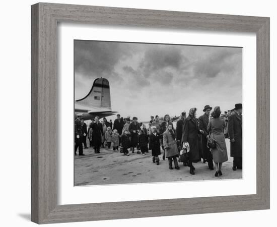 Hungarian Political Refugees Getting Off an Airplane-Carl Mydans-Framed Photographic Print