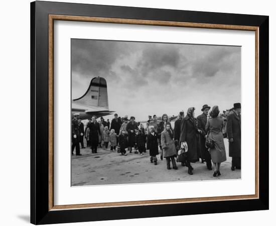 Hungarian Political Refugees Getting Off an Airplane-Carl Mydans-Framed Photographic Print