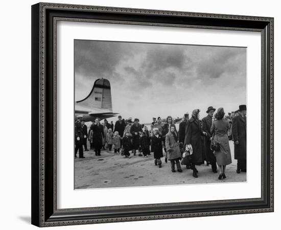 Hungarian Political Refugees Getting Off an Airplane-Carl Mydans-Framed Photographic Print