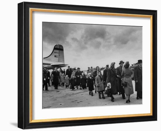 Hungarian Political Refugees Getting Off an Airplane-Carl Mydans-Framed Photographic Print