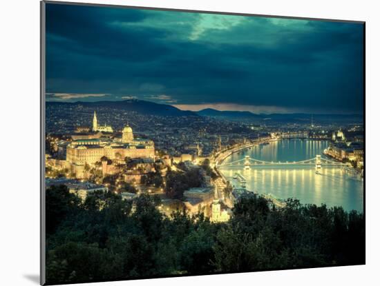 Hungary, Budapest, Castle District, Royal Palace and Chain Bridge over River Danube-Michele Falzone-Mounted Photographic Print
