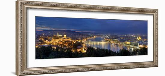 Hungary, Budapest, Castle District, Royal Palace and Chain Bridge over River Danube-Michele Falzone-Framed Photographic Print