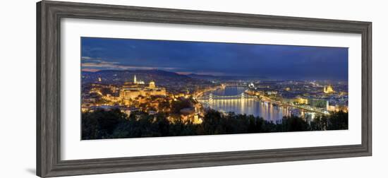 Hungary, Budapest, Castle District, Royal Palace and Chain Bridge over River Danube-Michele Falzone-Framed Photographic Print