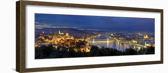 Hungary, Budapest, Castle District, Royal Palace and Chain Bridge over River Danube-Michele Falzone-Framed Photographic Print