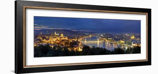 Hungary, Budapest, Castle District, Royal Palace and Chain Bridge over River Danube-Michele Falzone-Framed Photographic Print