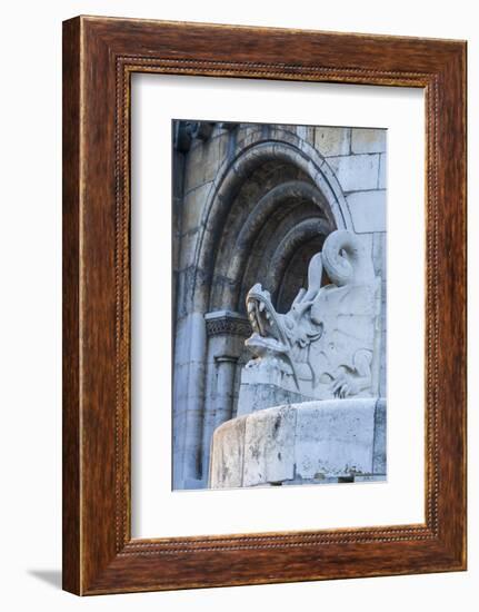 Hungary, Budapest. Dragon statue at Fisherman's Bastion building.-Tom Haseltine-Framed Photographic Print