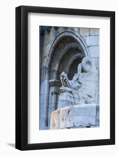 Hungary, Budapest. Dragon statue at Fisherman's Bastion building.-Tom Haseltine-Framed Photographic Print