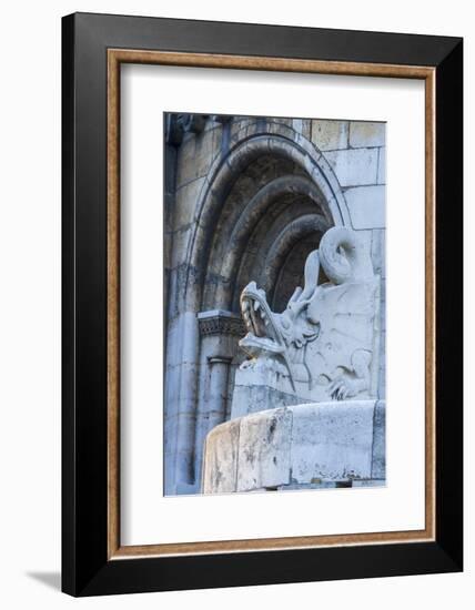Hungary, Budapest. Dragon statue at Fisherman's Bastion building.-Tom Haseltine-Framed Photographic Print