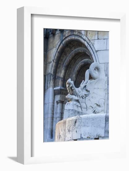 Hungary, Budapest. Dragon statue at Fisherman's Bastion building.-Tom Haseltine-Framed Photographic Print