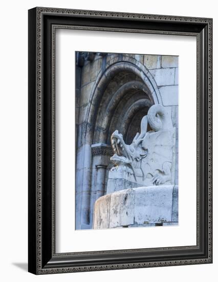 Hungary, Budapest. Dragon statue at Fisherman's Bastion building.-Tom Haseltine-Framed Photographic Print