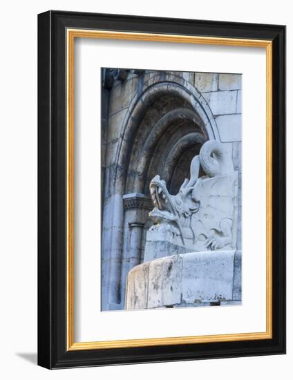 Hungary, Budapest. Dragon statue at Fisherman's Bastion building.-Tom Haseltine-Framed Photographic Print