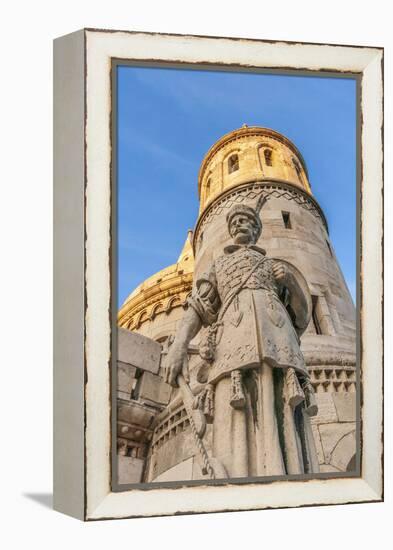 Hungary, Budapest. Fisherman's Bastion and statue of Janos Hunyadi.-Tom Haseltine-Framed Premier Image Canvas