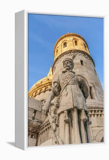 Hungary, Budapest. Fisherman's Bastion and statue of Janos Hunyadi.-Tom Haseltine-Framed Premier Image Canvas